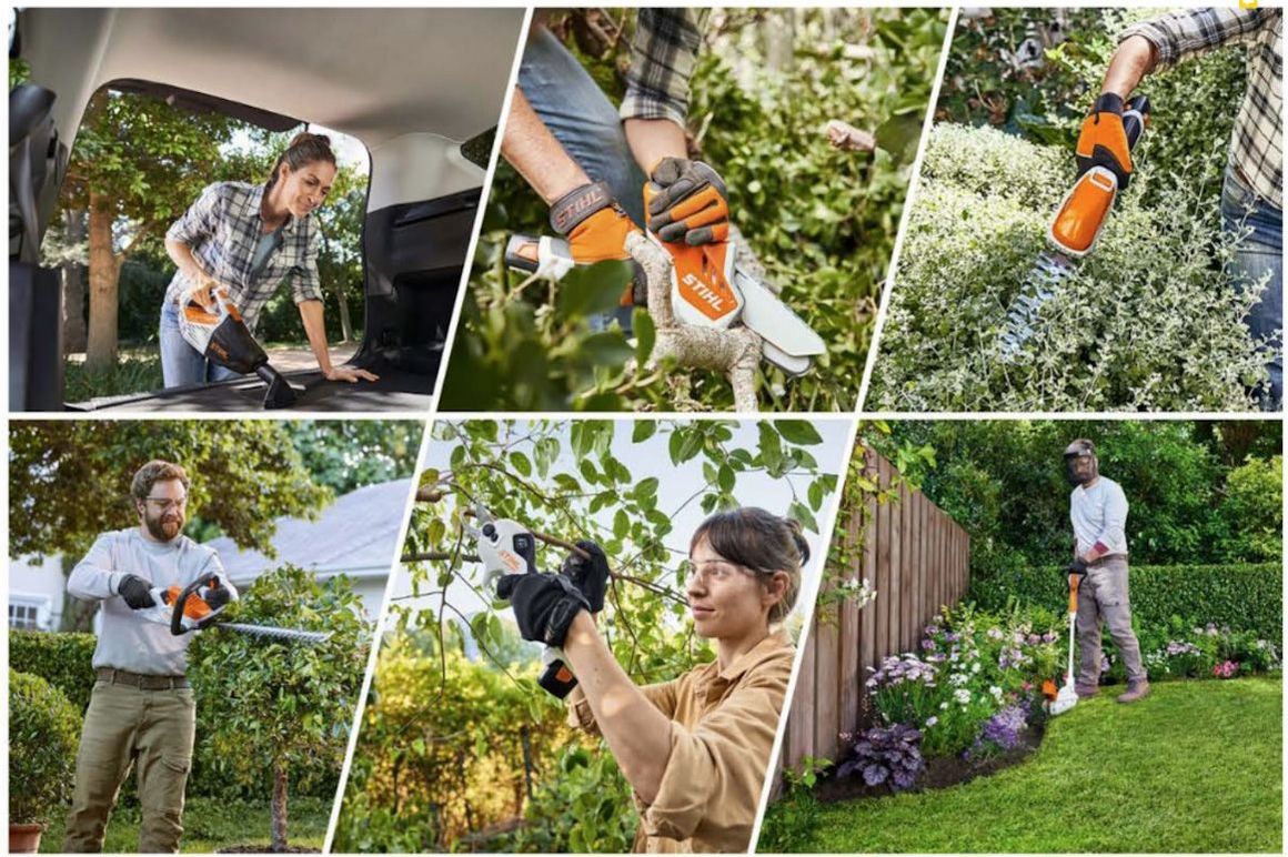 Personen verwenden Gartengeräte im Garten